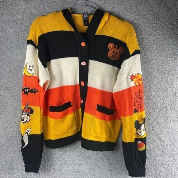 NEW DISNEY MICKEY‎ MOUSE Candy Corn Cardigan Her Universe Hoodie Halloween S - Picture 8 of 16